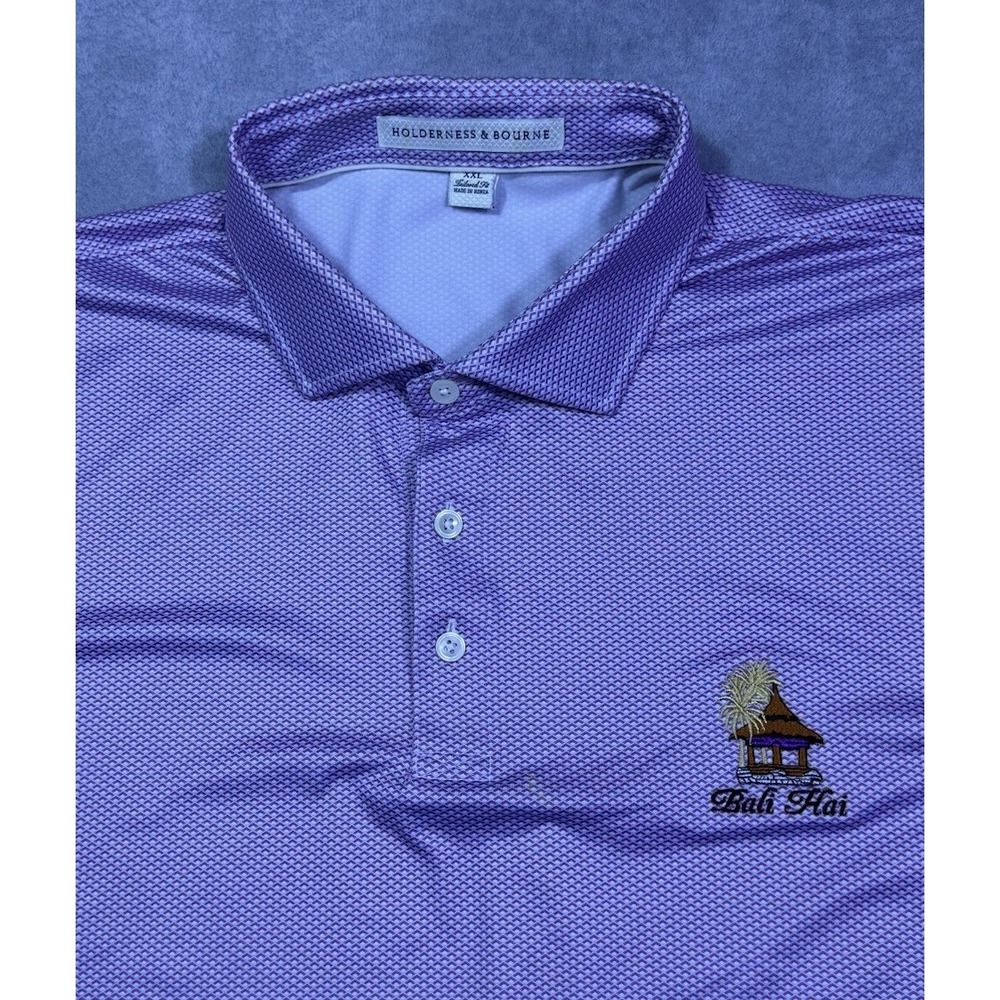 Holderness & Bourne Polo Shirt Mens XXL Diamond Geometric Bali Hai Golf Club